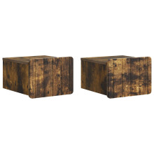 vidaXL Wall-Mounted Bedside Cabinet 2 pcs Smoked Oak 33 x 34.5 x 24 cm