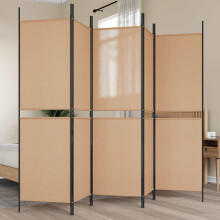 vidaXL 5-Panel Room Divider Beige 250 x 180 cm Fabric