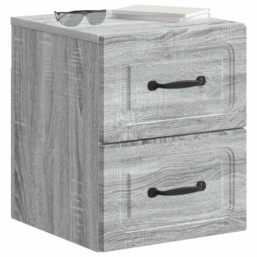 VidaXL vidaXL Wall-Mounted Bedside Cabinet 2 pcs Grey Sonoma Engineered Wood 1
