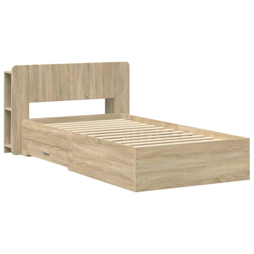 VidaXL vidaXL Bed Frame with Storage Sonoma Oak 75 x 190 cm Engineered Wood 1