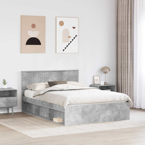VidaXL vidaXL Bed Frame Concerte Grey 135 x 190 cm Solid Pine Wood 2