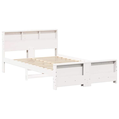 VidaXL vidaXL Bed Frame with Headboard White 120 x 190 cm Engineered Wood 1