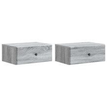 vidaXL Wall-Mounted Bedside Cabinet 2 pcs Grey Sonoma Engineered Wood