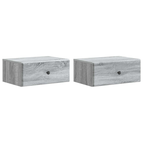 VidaXL vidaXL Wall-Mounted Bedside Cabinet 2 pcs Grey Sonoma Engineered Wood