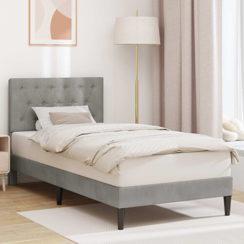 VidaXL vidaXL Bed Frame with Headboard Light Grey 90 x 190 cm Velvet