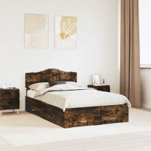 vidaXL Bed Frame with Drawer Smoked Oak 120 x 200 cm Engineered Wood