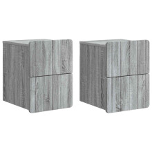 vidaXL Wall-Mounted Bedside Cabinet 2 pcs Grey Sonoma Engineered Wood