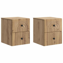 vidaXL Wall-Mounted Bedside Cabinet 2 pcs Artisan Oak Engineered Wood