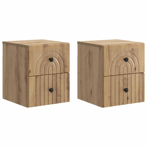 VidaXL vidaXL Wall-Mounted Bedside Cabinet 2 pcs Artisan Oak Engineered Wood