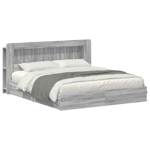VidaXL vidaXL Bed Frame with Storage Grey Sonoma 200 x 200 cm Engineered Wood 1
