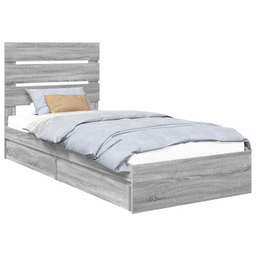 VidaXL vidaXL Storage Bed Grey Sonoma 100 x 200 cm Engineered Wood 1