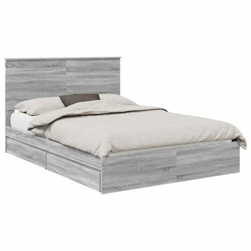 VidaXL vidaXL Storage Bed Grey Sonoma 140 x 200 cm Engineered Wood 1