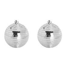 2X, 30cm Disco Light Mirror , Stage Reflective Party Mirror Balls Silver with Hanging Rings for Dance, Birthday,Home