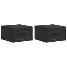 vidaXL Wall-Mounted Bedside Cabinet 2 pcs Black 34.5 x 33 x 20 cm