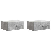 vidaXL Wall-Mounted Bedside Cabinet with Drawer 2 pcs Concrete Grey