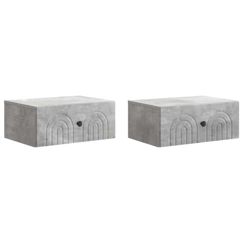 VidaXL vidaXL Wall-Mounted Bedside Cabinet with Drawer 2 pcs Concrete Grey