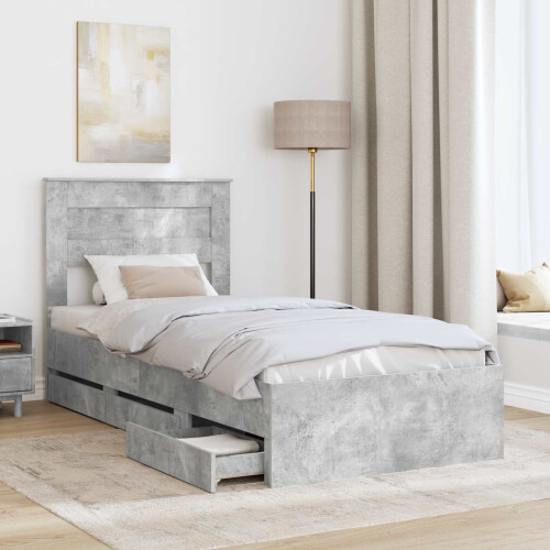 VidaXL vidaXL Bed Frame with Drawer Concrete Grey 90 x 190 cm Engineer Wood 2