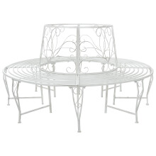 vidaXL Tree Bench 8-Seater Ø 160 x 89 cm Steel Antique White Round