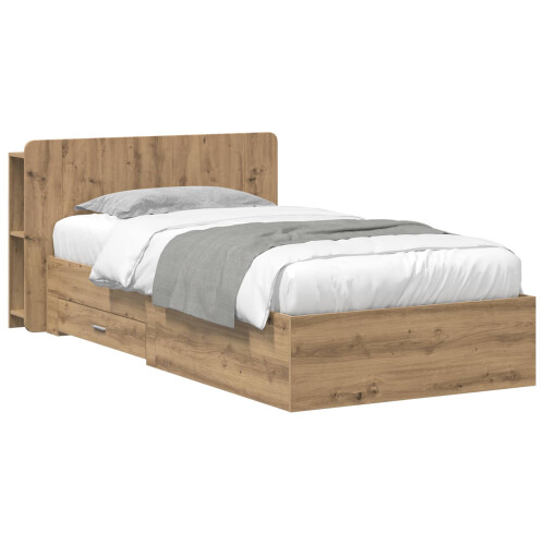 VidaXL vidaXL Bed Frame with Storage Artisan Oak 80 x 200 cm Engineered Wood 2