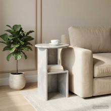 vidaXL Side Table Concrete Grey Ø 39.5 x 55 cm Engineered Wood