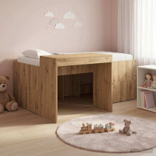vidaXL Kids'High Bed Frame with Desk Artisan Oak Engineered Wood