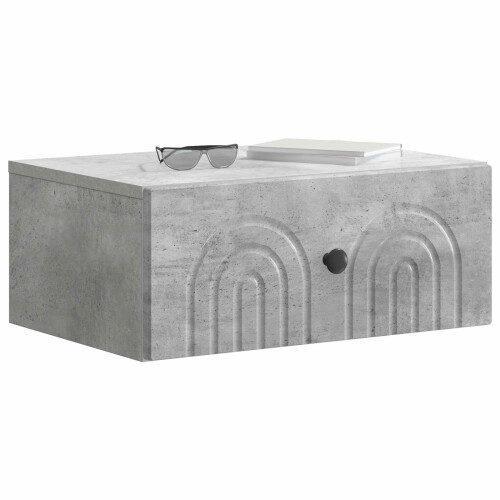 VidaXL vidaXL Wall-Mounted Bedside Cabinet with Drawer 2 pcs Concrete Grey 2