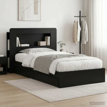 vidaXL Bed Frame with Storage Black 90 x 190 cm Engineered Wood