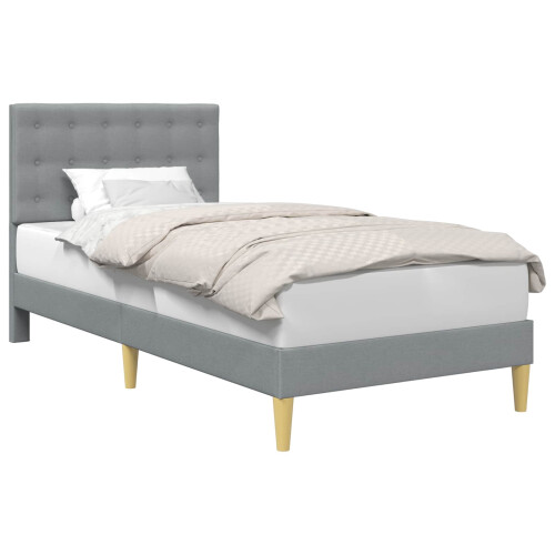 VidaXL vidaXL Bed Frame with Headboard Light Grey 90 x 190 cm Fabric 2