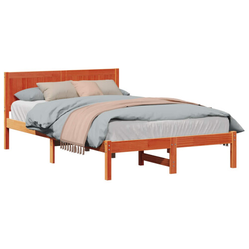VidaXL vidaXL Bed Frame Brown 140 x 190 cm Solid Pine wood 2