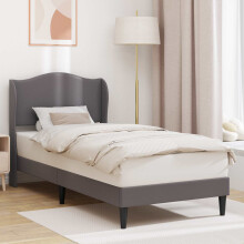 vidaXL Bed Frame with Headboard Grey 90 x 190 cm Faux Leather