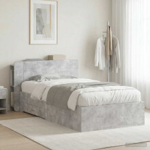 vidaXL Bed Frame with Storage with Headboard Concrete Grey 80 x 200 cm