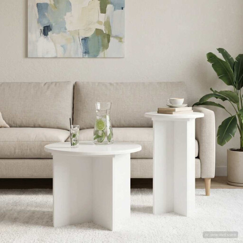VidaXL vidaXL Side Table Set 2 pcs High Gloss White Engineered Wood
