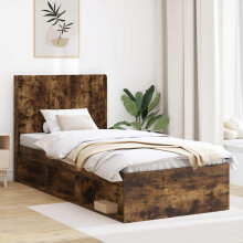 vidaXL Bed Frame with Storage and Headboard Smoked Oak 90 x 190 cm