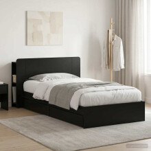 vidaXL Bed Frame with Storage Black 75 x 190 cm Engineered Wood