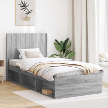vidaXL Bed Frame with Storage and Headboard Grey Sonoma 75 x 190 cm