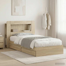 vidaXL Bed Frame with Storage Sonoma Oak 90 x 200 cm Engineered Wood