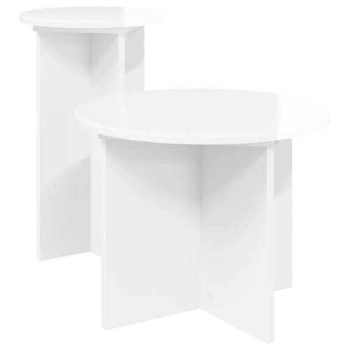 VidaXL vidaXL Side Table Set 2 pcs High Gloss White Engineered Wood 2