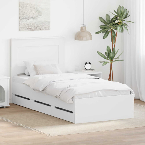 VidaXL vidaXL Bed Frame with Drawer White 75 x 190 cm Engineer Wood