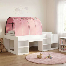 vidaXL Bed Frame with Tunnel 3 pcs White and Pink Engineered Wood