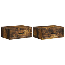 vidaXL Wall-Mounted Bedside Cabinet 2 pcs Smoked Oak 49 x 34.5 x 20 cm
