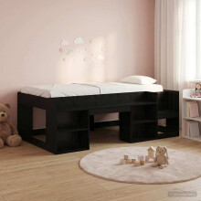 vidaXL Kids'Bed Frame with Storage Black Oak 90 x 190 cm