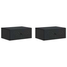 vidaXL Wall-Mounted Bedside Cabinet 2 pcs Black 49 x 34.5 x 20 cm