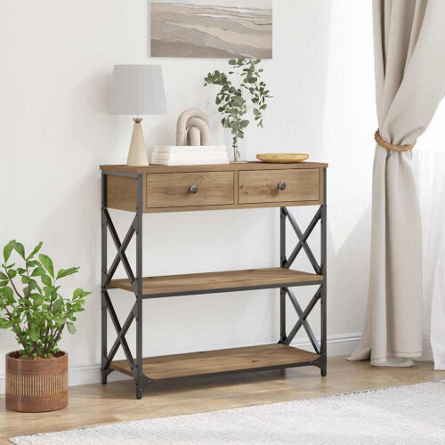 VidaXL vidaXL Console Table with Drawer Artisan oak 75 x 28 x 75 cm