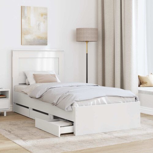VidaXL vidaXL Bed Frame with Drawer White 75 x 190 cm Engineer Wood 2