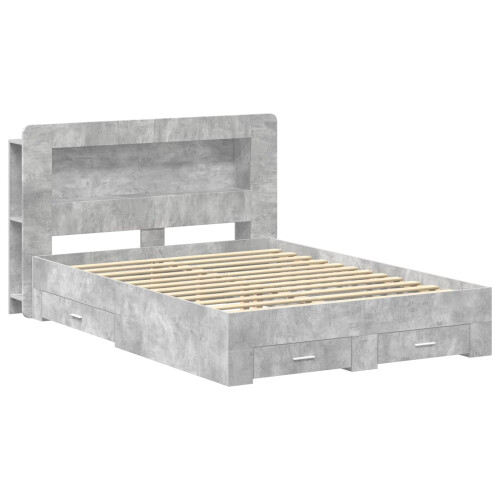 VidaXL vidaXL Bed Frame with Storage Concrete Grey 150 x 200 cm 2