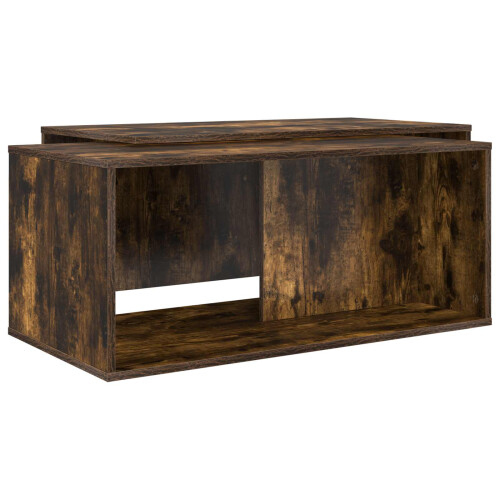 VidaXL vidaXL Coffee Table Set 2 pcs Smoked Oak Engineered Wood 1