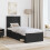 VidaXL vidaXL Bed Frame with Headboard Black 75 x 190 cm Solid Pine Wood 3