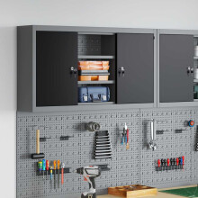 vidaXL Werkzeugschrank mit Regal Schwarz und Grau 100 x 20 x 55 cm