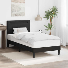 vidaXL Bed Frame with LED Strip Lights Black 90 x 190 cm Faux Leather
