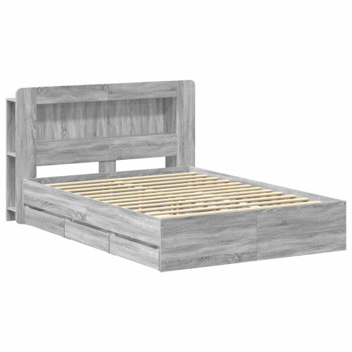 VidaXL vidaXL Bed Frame with Storage Grey Sonoma 150 x 200 cm Engineered Wood 2